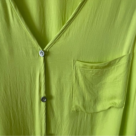 Sleeveless lime green buttoned tunic top in Sz L - Picture 3 of 6